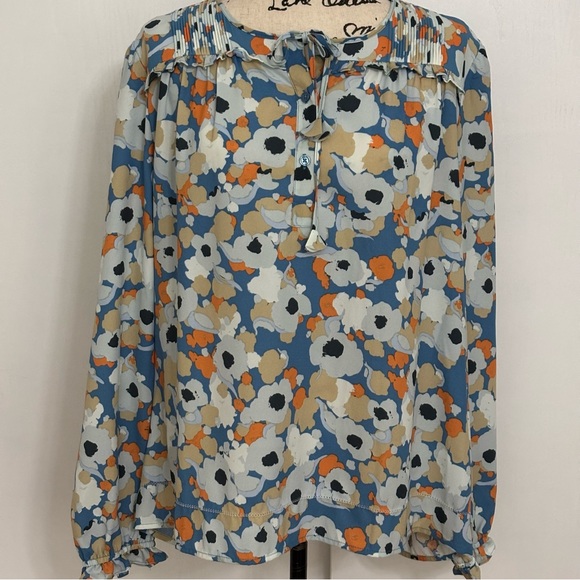 Joie Tops - Joie Blue and Orange Design Blouse Women L. NWT